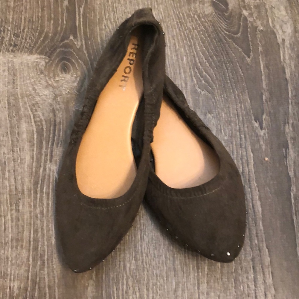 Report Green Suede Studded Flats